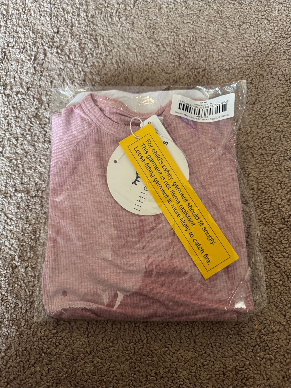 Heather Mauve Ribbed Crescent Zippy